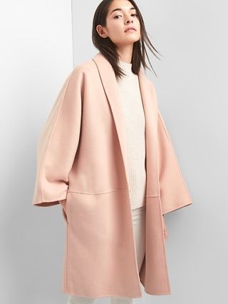 Gap Womens Marled Collarless Coat Pink Size L | Gap US