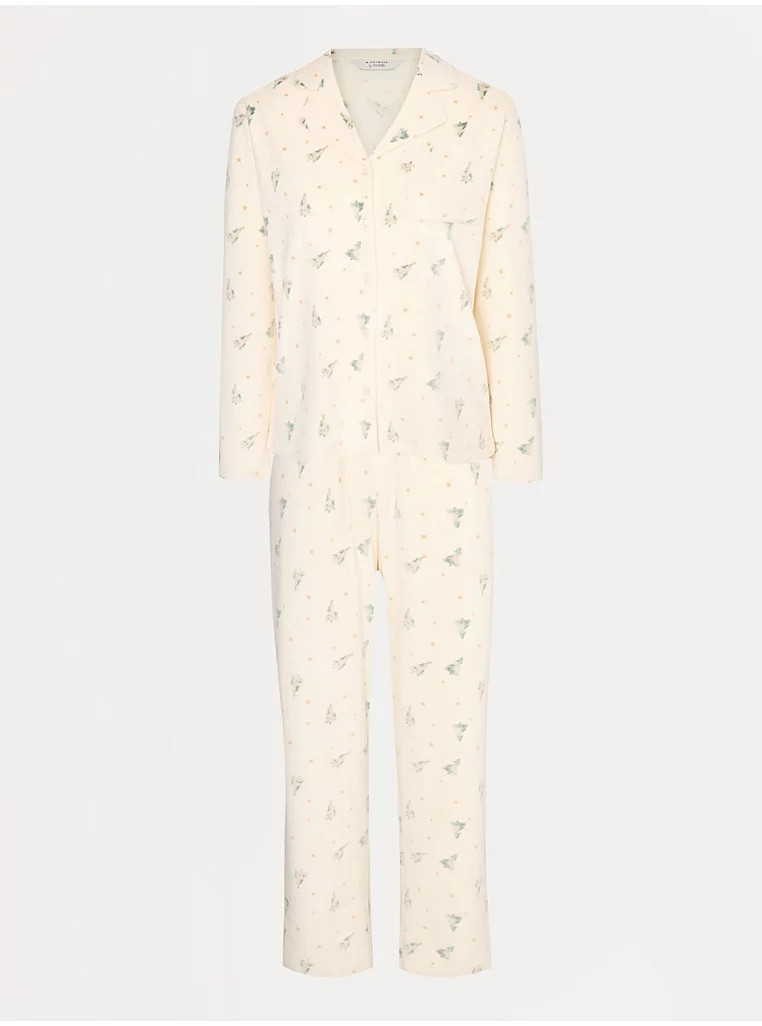 Christmas Tree Star Cream Shirt Fleece Pyjamas | George at ASDA