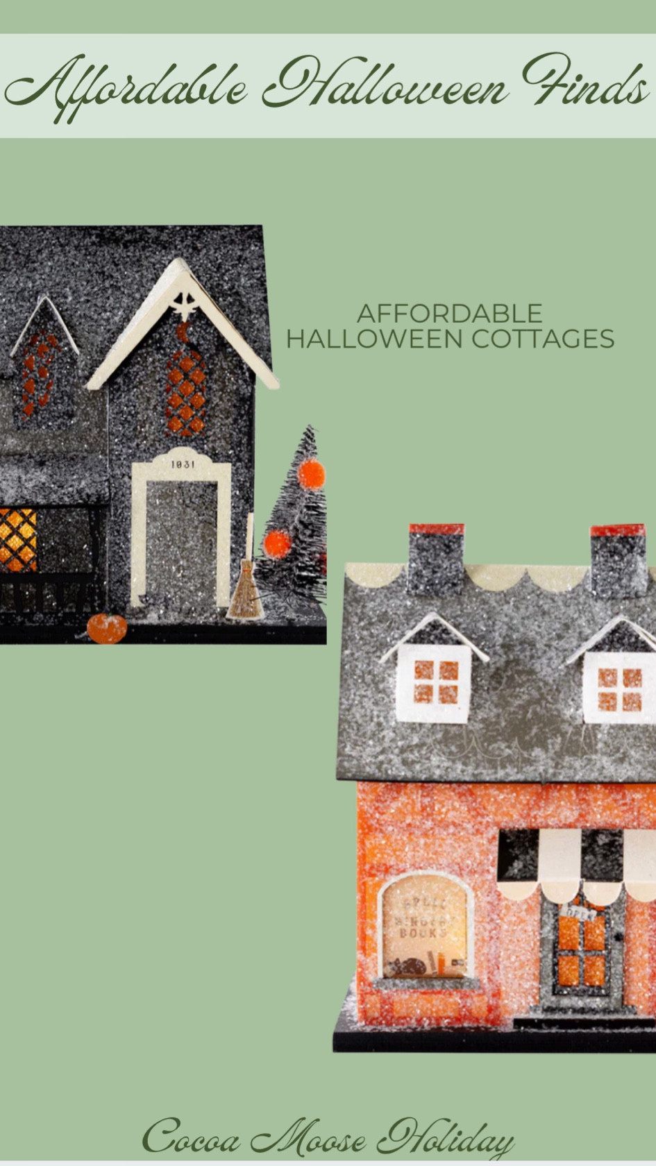 Affordable Halloween cottages! Under $30 , perfect for a spooky bookshelf. Halloween decor, Halloween, living room, bookshelf, cottage decor 

#LTKSeasonal #LTKFindsUnder50 #LTKHome