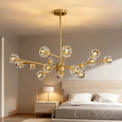 Sputnik Chandelier Lighting Fixture, 15-Light Modern Crystal Chandelier With Gold Finish For Dining Room, Kitchen Island, Living Room, And Bar | Wayfair North America