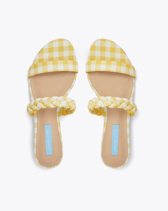 Braided Ellie Sandals in Yellow Gingham | Draper James (US)