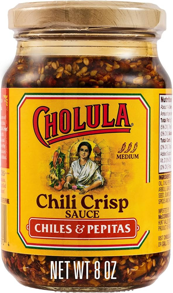 Cholula Chili Crisp Sauce, Chiles & Pepitas, Crunchy Topping for Tacos, Tostadas, Eggs, Pizza and... | Amazon (US)