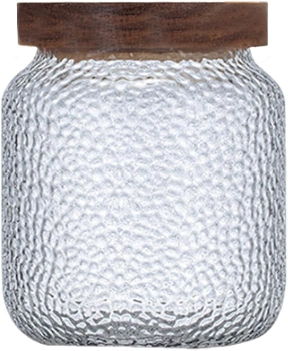 Viovian 16 oz Glass Coffee Nuts Canister Vintage Glass Storage Jars with Wooden Lids Clear Decora... | Amazon (US)