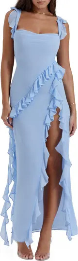 Ariela Ruffle Side Slit Gown | Nordstrom