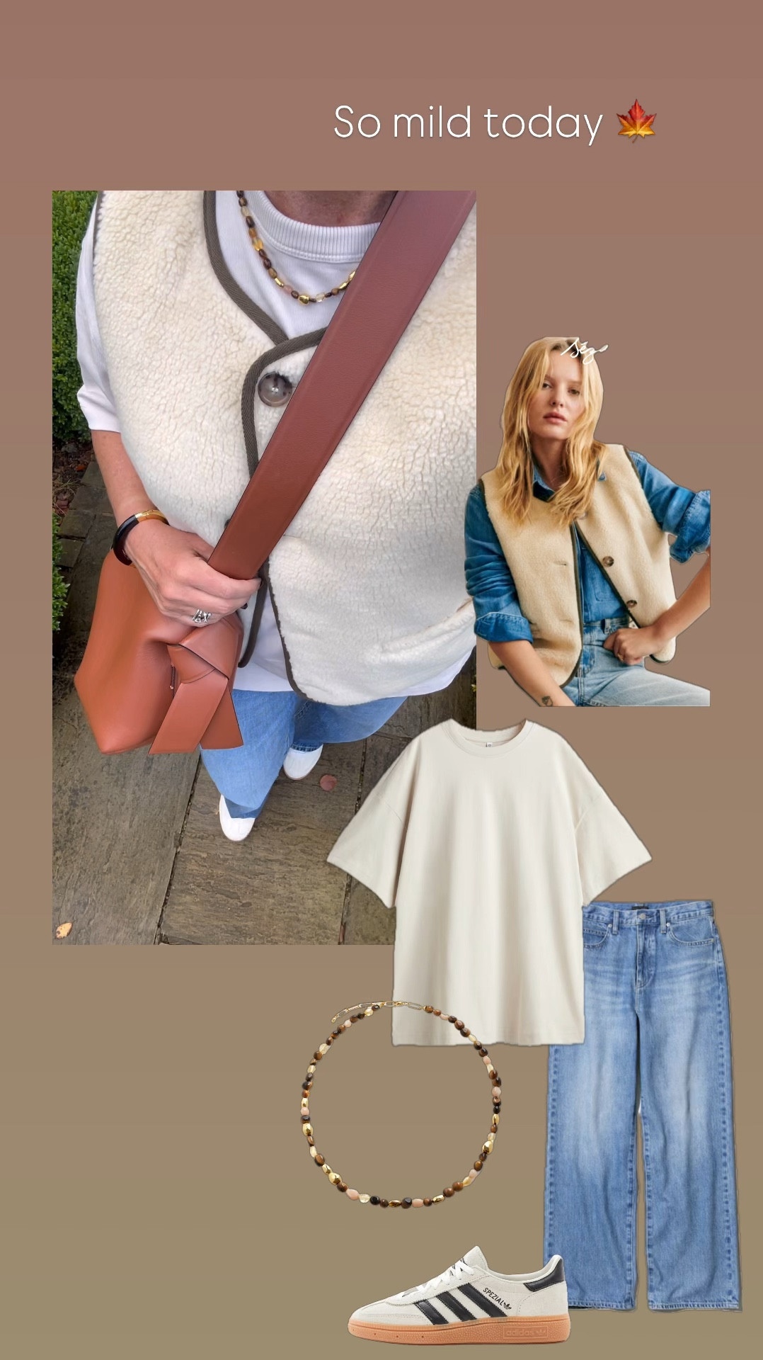 Gilet & tee for a mild day 🍁
Gilet size 14
Jeans size 29/31


Autumn outfit 
Wide leg jeans
Oversized tee
Spezials
Adidas


#LTKover50style #LTKmidsize #LTKstyletip