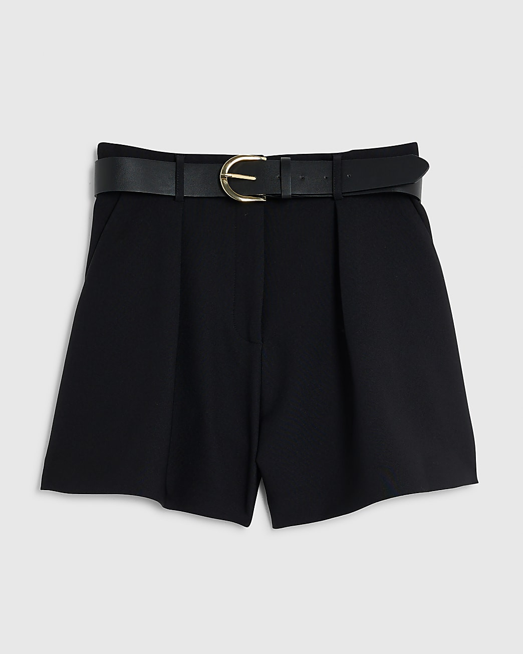 Black Structured Belted Shorts | River Island UK & IE
