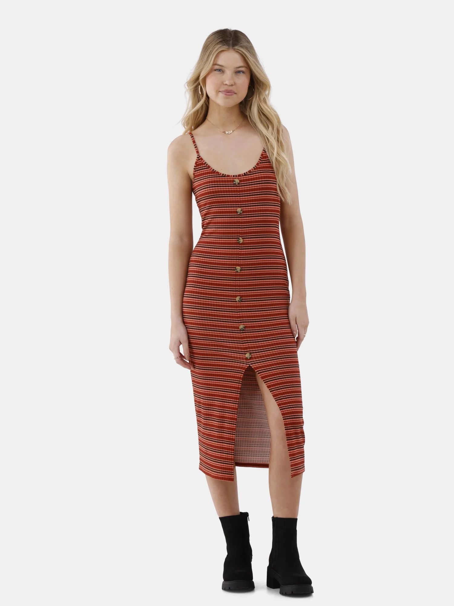 No Boundaries Button Front Dress, Women's and Women's Plus | Walmart (US)