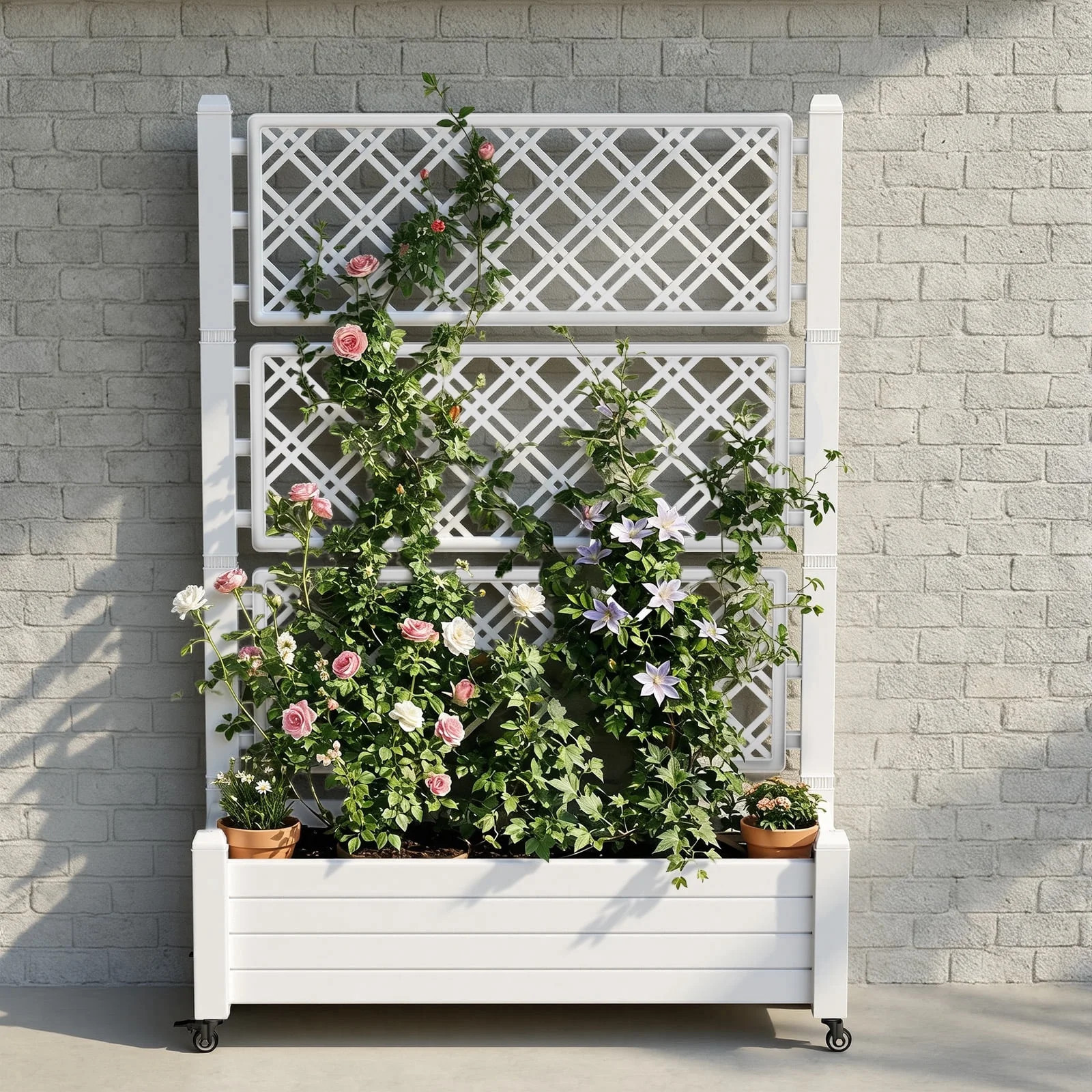 Fazzn Raised Garden Bed with Trellis, Large Outdoor Planter Trellis Box with Drainage Holes and W... | Walmart (US)