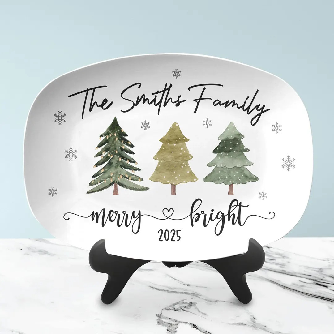 Personalized Family Name Christmas Serving Plate Gift, Custom Christmas Platter, Christmas Servin... | Etsy (US)