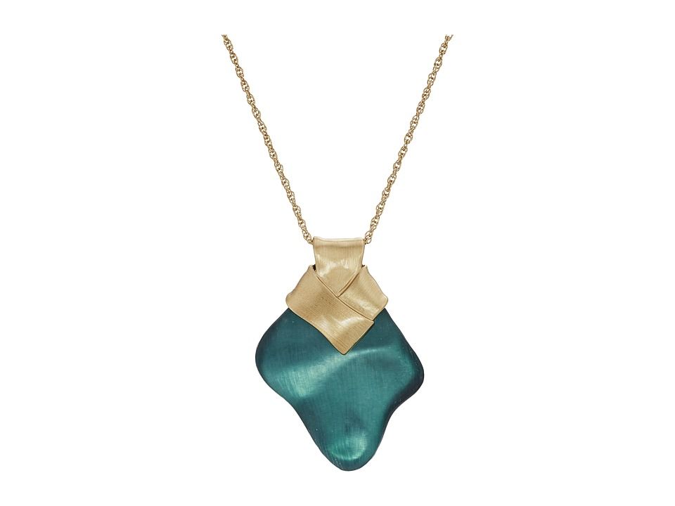Alexis Bittar Folded Metal Knot Pendant Necklace (Teal Blue) Necklace | Zappos