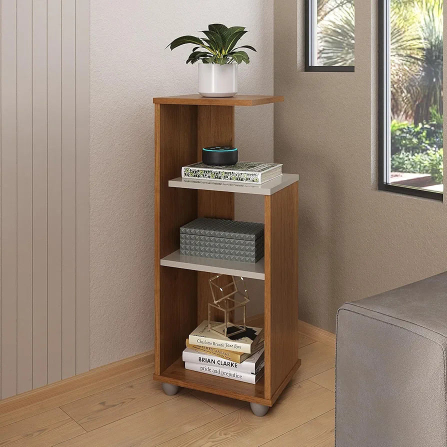 Mesa de Apoio com prateleiras BIS cor Cinamomo/Off White - Artely | Amazon (BR)
