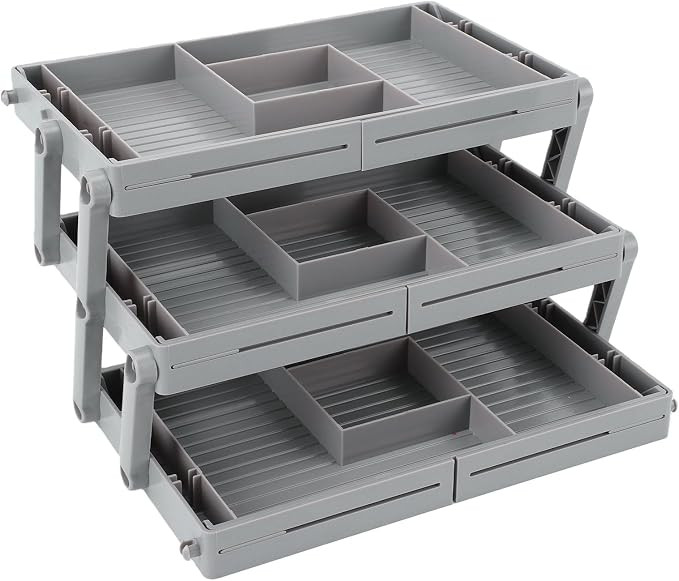 ZJchao Organizador de Gaveta de 3 Camadas Ajustável Expansível Multi Nível Organizador de Gave... | Amazon (BR)