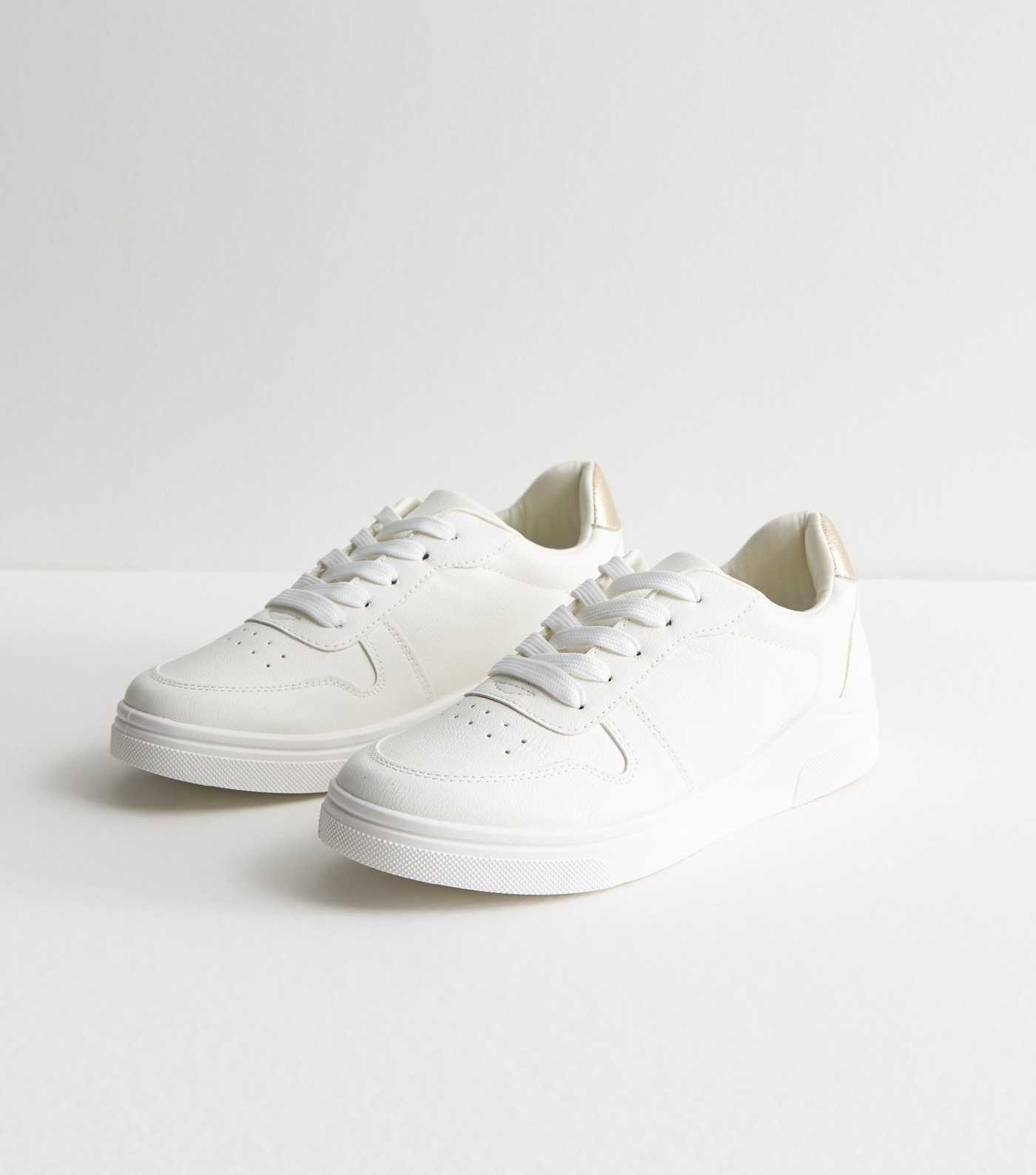 White Lace Up Chunky Trainers | New Look | New Look (UK)