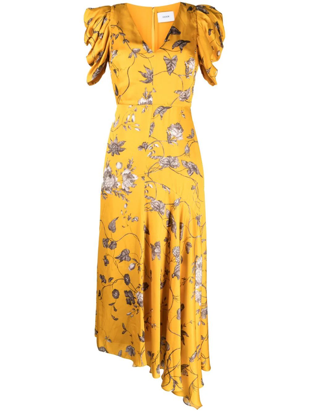 ERDEM floral-print Asymmetric Midi Dress - Farfetch | Farfetch Global