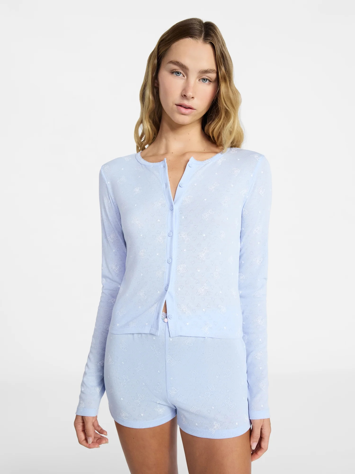 No Boundaries Sleep Pointelle Knit Cardigan, Women’s XXS-3X | Walmart (US)