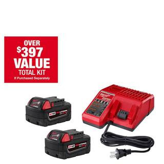 Milwaukee M18 18-Volt Lithium-Ion XC Starter Kit with Two 5.0Ah Batteries and Charger 48-59-1852B... | The Home Depot