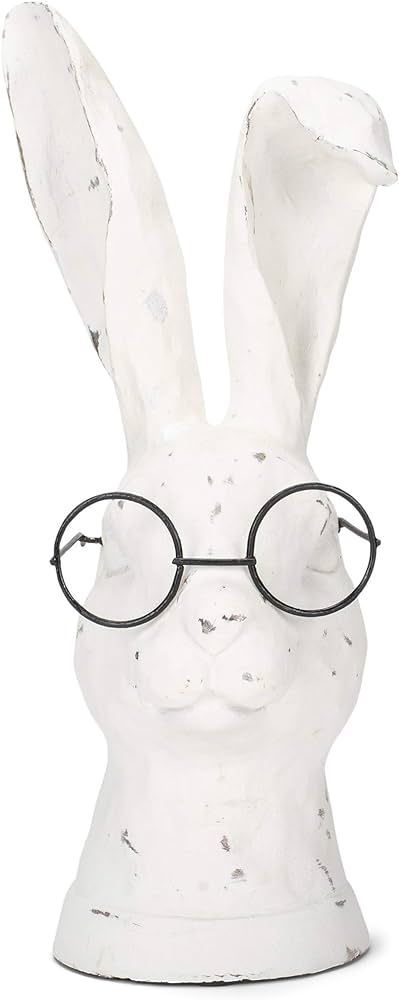 Raz Distressed Rabbit Floppy Ears Round Glasses 11 inch Resin Stone Decorative Figurine | Amazon (US)