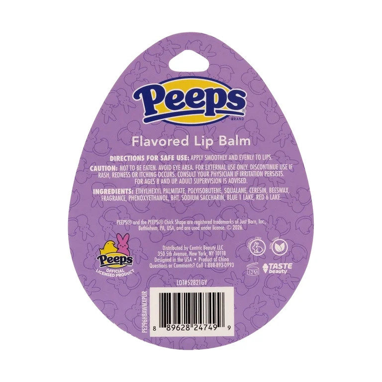 Peeps Single Lip Balm, Purple, Grape Marshmallow Creme Flavored, 3.4g | Walmart (US)