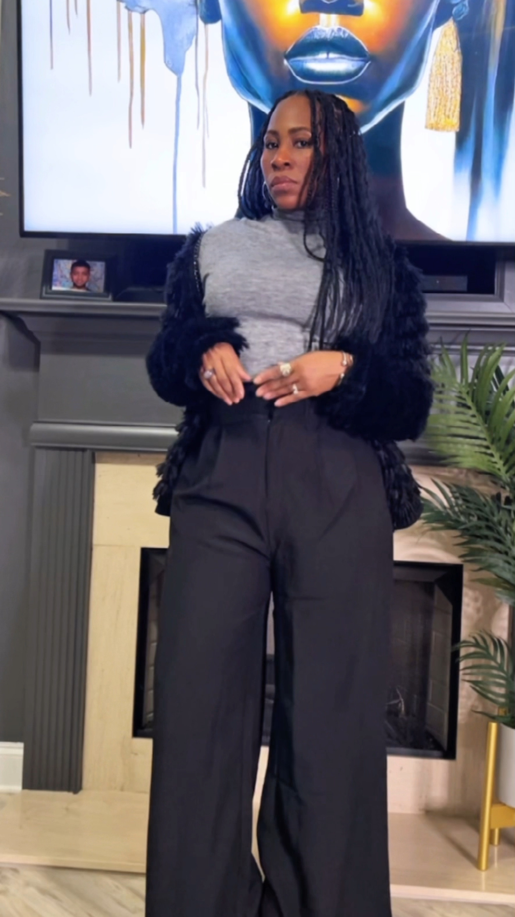 Ageless workwear in high waisted pants and shaggy faux fur jacket. 

#LTKSeasonal #LTKOver40 #LTKWorkwear