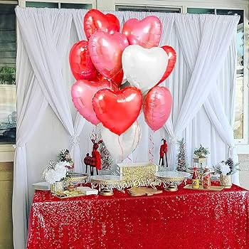 Heart Foil Balloons for Valentines Day Decorations, I Love You Balloons,Valentines Day Balloons,R... | Amazon (US)
