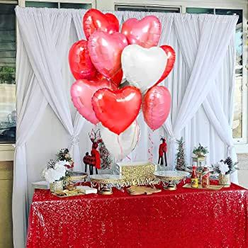 Heart Foil Balloons for Valentines Day Decorations, I Love You Balloons,Valentines Day Balloons,R... | Amazon (US)