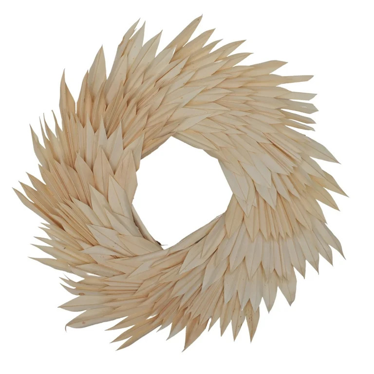 Vickerman Natural Botanicals 17" Bleached Palm Sun Wreath, Real Preserved Foliage Wall Decor | Walmart (US)
