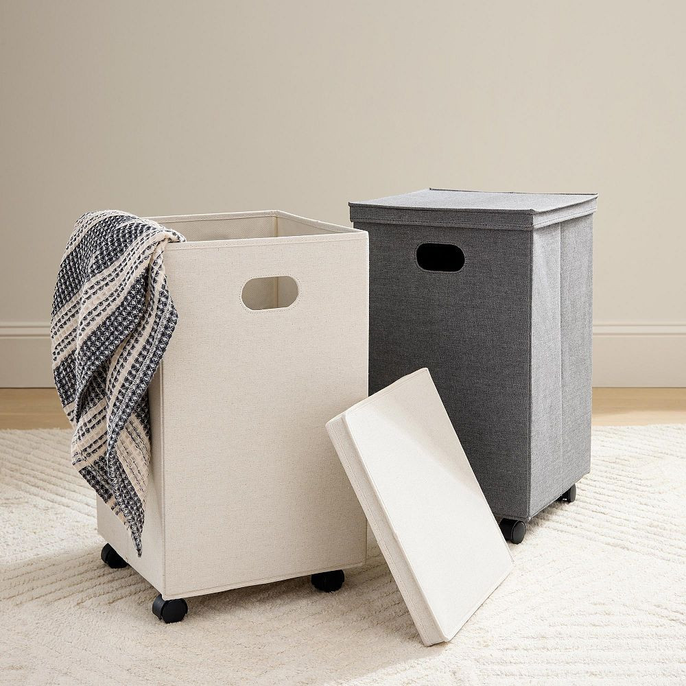 Rolling Lidded Laundry Hamper | Pottery Barn Teen