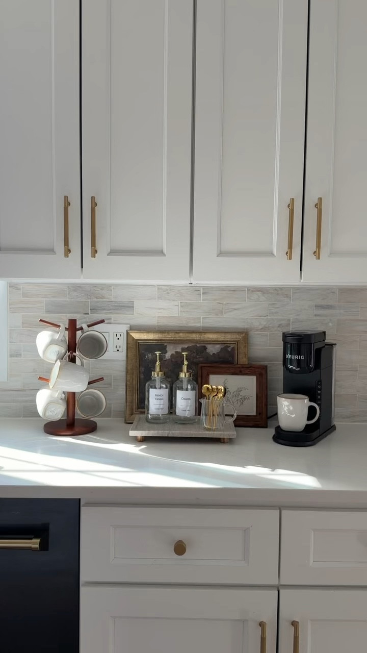 Cute little DIY coffee bar — doesn’t take up too much space on my countertop, & looks so classy & clean! 



#LTKHome