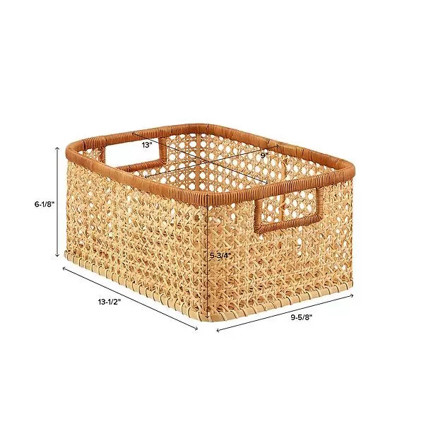 Small Albany Cane Rattan Bin Natural | The Container Store