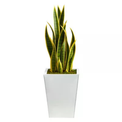 Nearly Natural 31-Inch Sansevieria Artificial Plant in Black Metal Planter | Belk