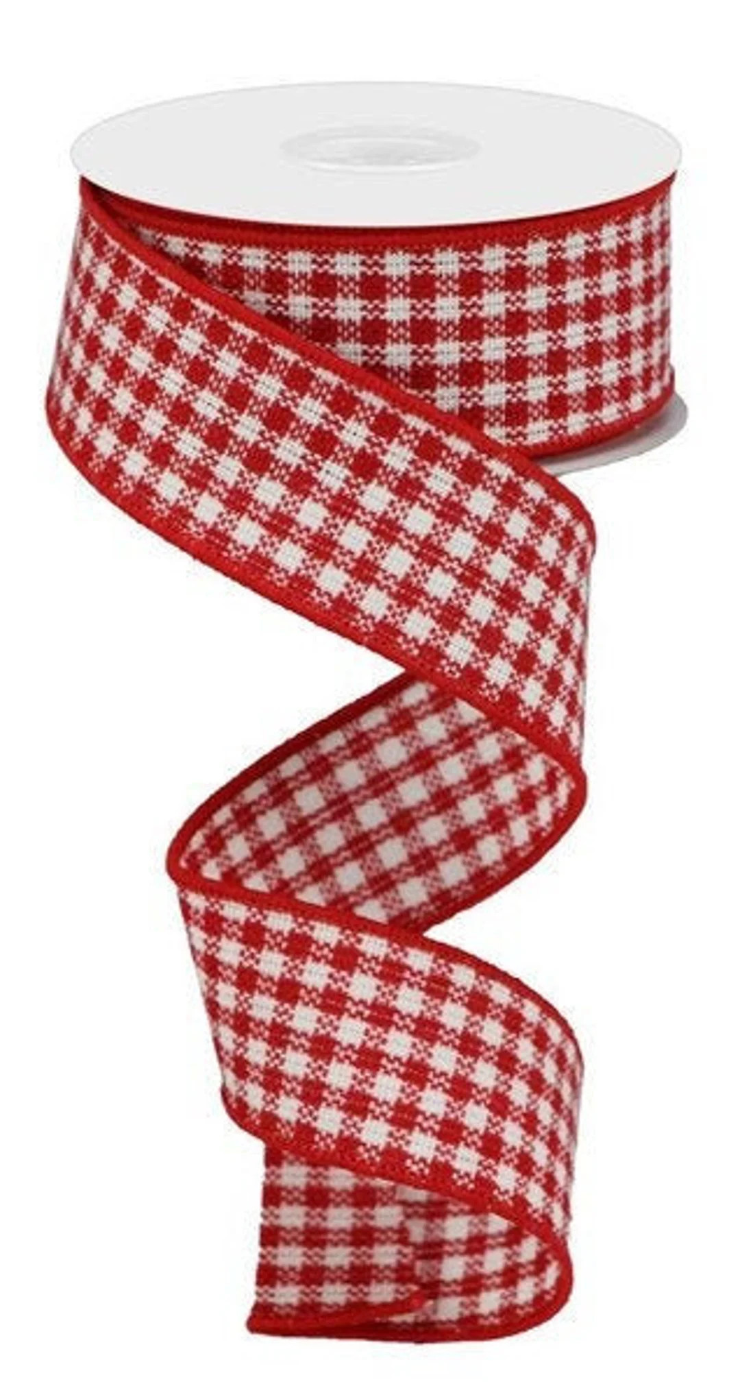 Red/white Woven Mini Check Wired Ribbon, Red/white Ribbon, 1.5" X 10 Yards Ribbon, Gingham Ribbon... | Etsy (US)