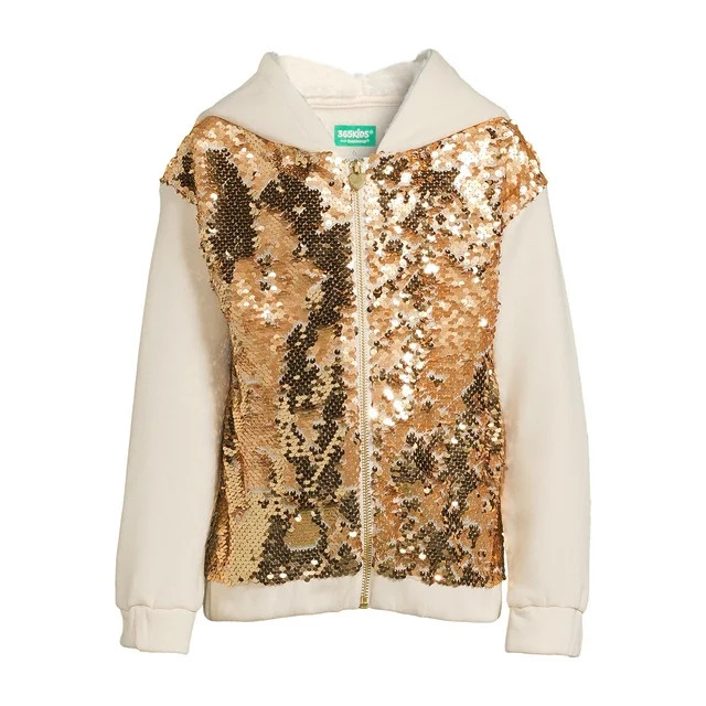 365 Kids by Garanimals Girls Fur Sequin Hoodie, Sizes 4-10 - Walmart.com | Walmart (US)