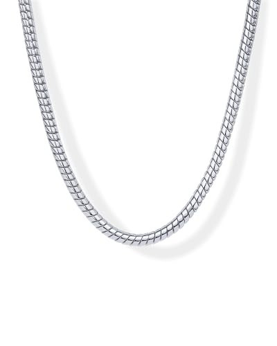 PAVOI Rhodium Plated Chunky Snake Chain Necklace for Women | Designer Inspired Necklace | 5 Millimeters Wide Chain | Amazon (US)