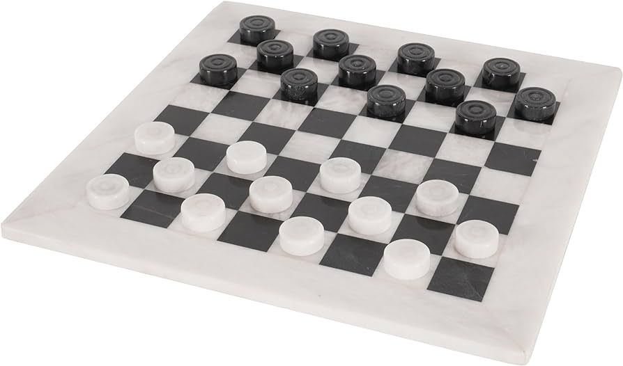 RADICALn Checkers Board Game 15 Inches White and Black Handmade Marble Tournament Checker Set - D... | Amazon (US)