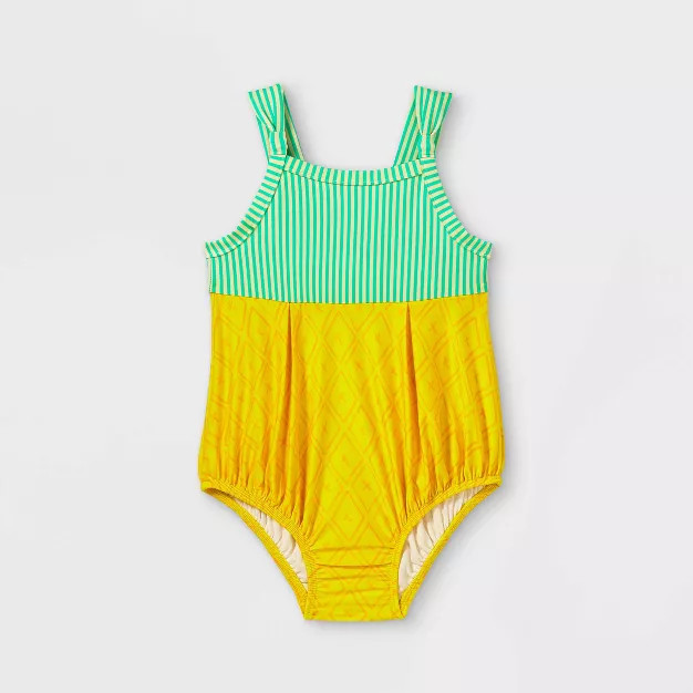 Toddler Girls' Pineapple Print One Piece Swimsuit - Cat & Jack™ Yellow | Target