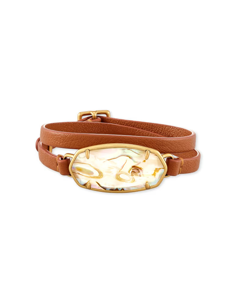 Elle Black Leather Wrap Bracelet in Golden Obsidian | Kendra Scott