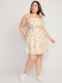 Fit & Flare Tie-Strap Linen-Blend Floral Mini Dress for Women | Old Navy (US)