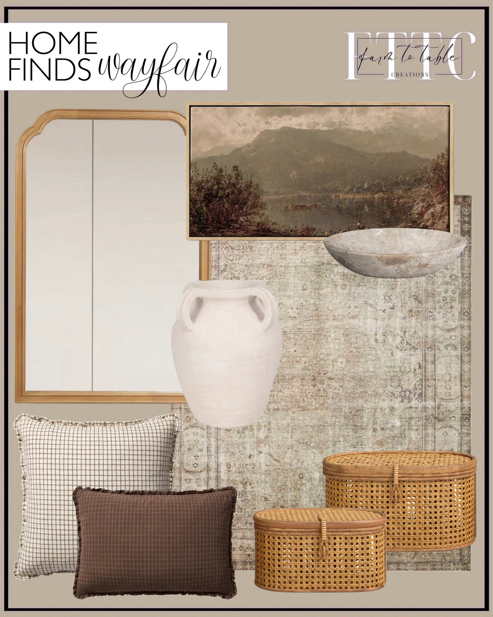 Wayfair Home Finds | Neutral Living Room Decor & Storage

Follow @farmtotablecreations on Instagram for daily home finds and styling ideas 🤍

This Wayfair edit is all about warm neutrals, timeless textures, and pieces that instantly elevate a space. From the classic wood-framed mirror to the vintage-inspired rug and cozy neutral pillows, these are the kinds of staples that layer beautifully into any home. I also love the woven storage baskets for adding both texture and function—perfect for keeping everyday items tucked away while still looking styled. These are the versatile, high-impact finds that work season after season.

#wayfair #wayfairhome #livingroomdecor #neutralhome #homefinds #storagebaskets #throwpillows #area rug #wallart #mirror #homedecor #livingroominspo #affordablehome #cozyhome

#LTKFindsUnder50 #LTKSaleAlert #LTKHome