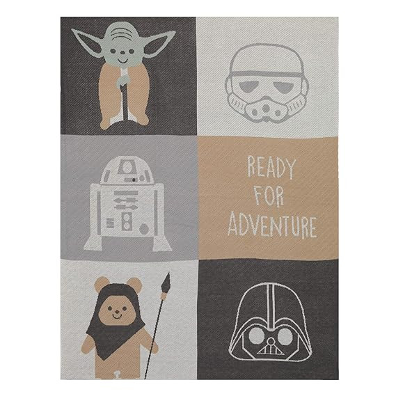 Lambs & Ivy Star Wars The Force Knit Baby Blanket - Yoda/Ewok/R2-D2/Vader | Amazon (US)