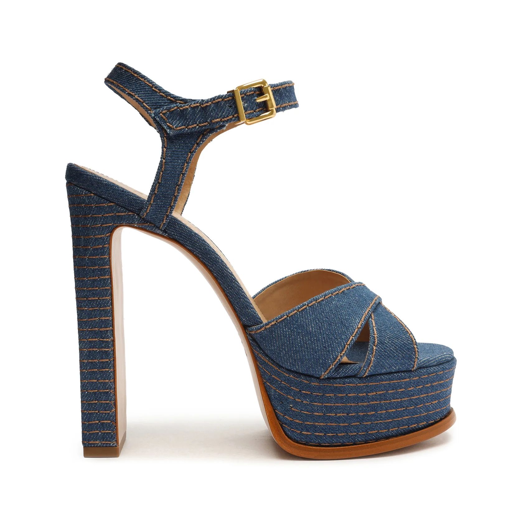 Keefa High Casual Denim Sandal | Schutz Shoes (US)