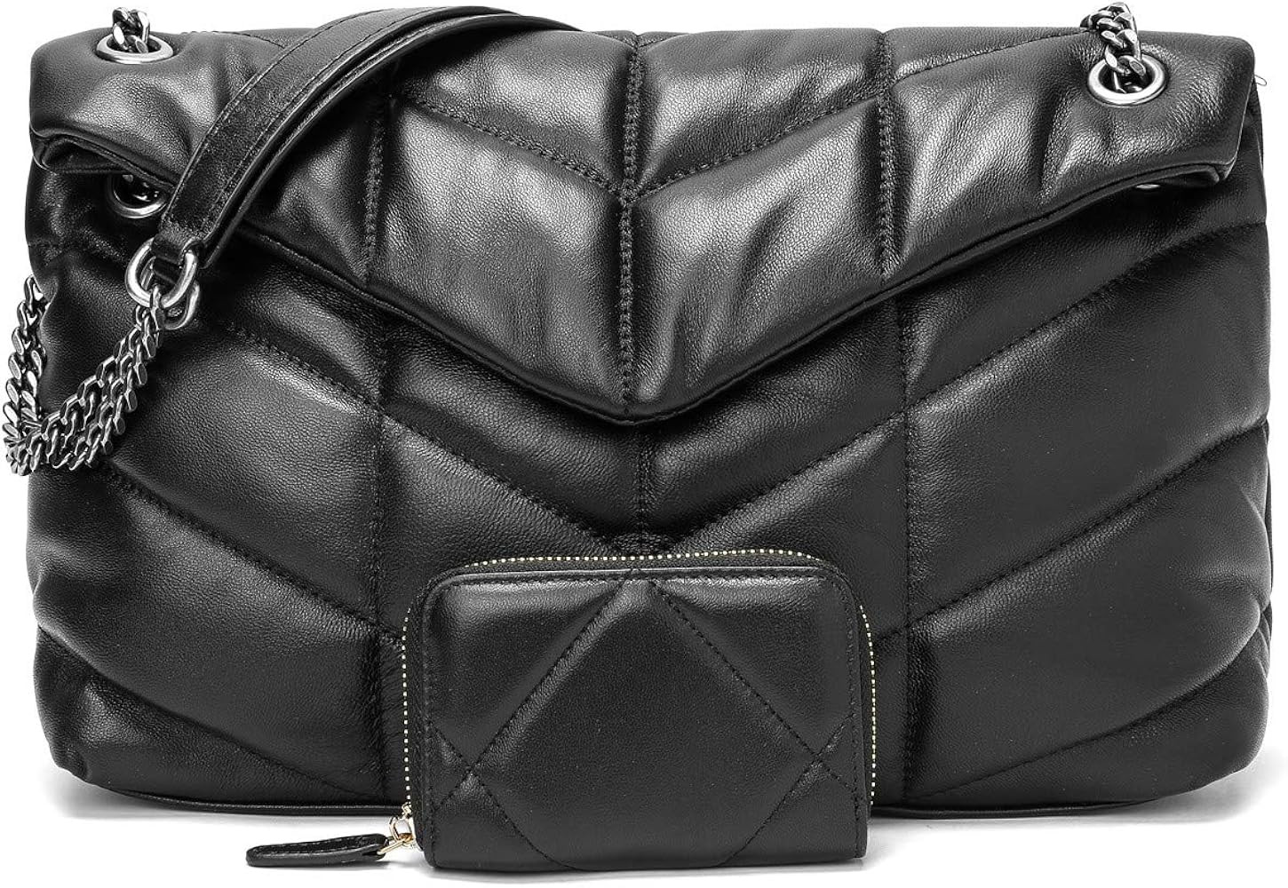 EvaLuLu Lambskin Leather Quilted Crossbody Bags for Women Genuine Leather Shoulder Bag Handbag wi... | Amazon (US)