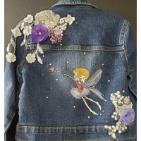 Blonde Fairy Girl Princess Embroidered Denim Jean Jacket With Lace & Organza Flowers | Etsy (US)