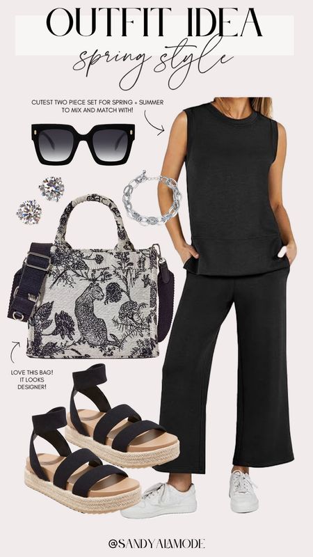 Chic spring style | elevated casual spring style | Amazon two piece set | designer inspired handbag | Dior inspired tote | black platform sandals | Amazon fashion | Target black sandals 

#LTKfindsunder100 #LTKSeasonal #LTKstyletip