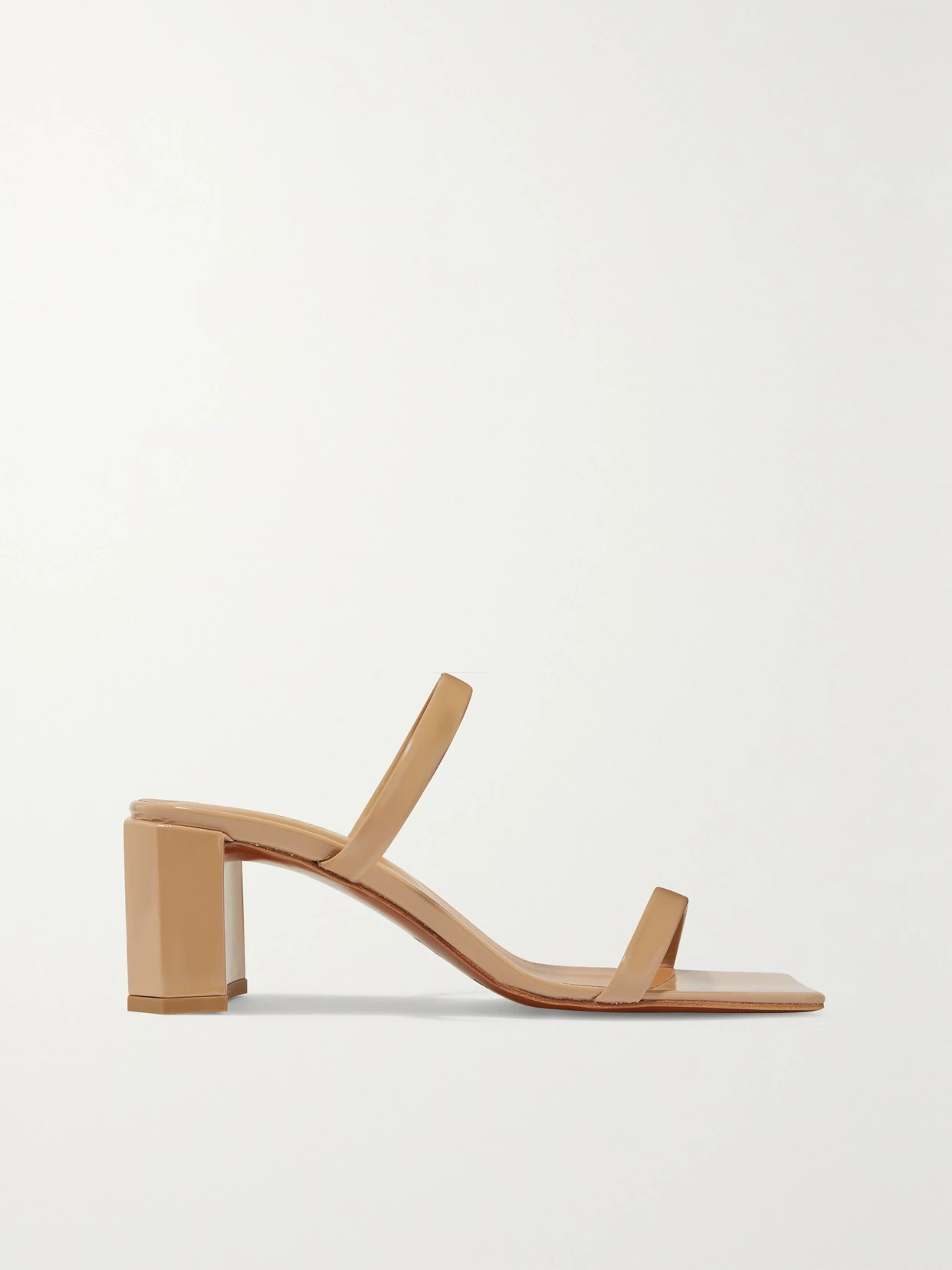 BY FAR - Tanya Patent-leather Mules - Neutral | NET-A-PORTER (UK & EU)