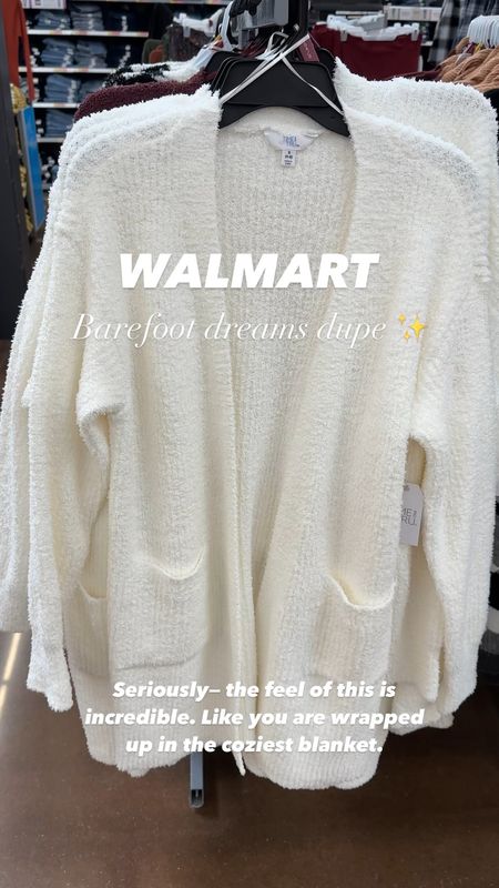 Walmart fall outfits. Fuzzy soft Cardigan. Barefoot dreams look and feel alike!! This is the softest thing & Is going to sell out so fast!! Comes in lots of colors. 

#LTKSeasonal #LTKVideo #LTKGiftGuide