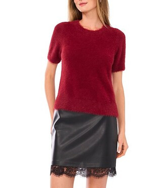 Mohair Crew Neck Short Sleeve Sweater | Dillard's