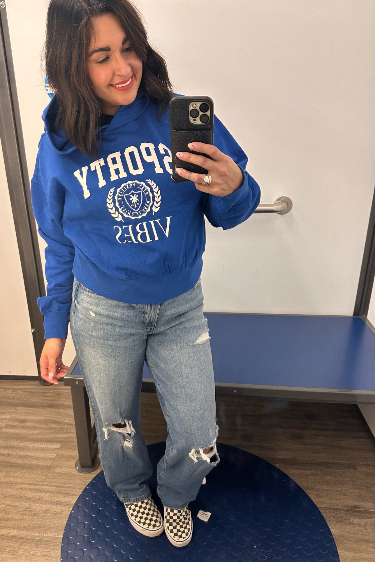 I love a good hoodie and jean combo. The varsity sport logos are my favorite. Paired with a high waisted wide leg jean and van’s and we all wish we had this on today!! 

#LTKsalealert #LTKfindsunder50 #LTKstyletip