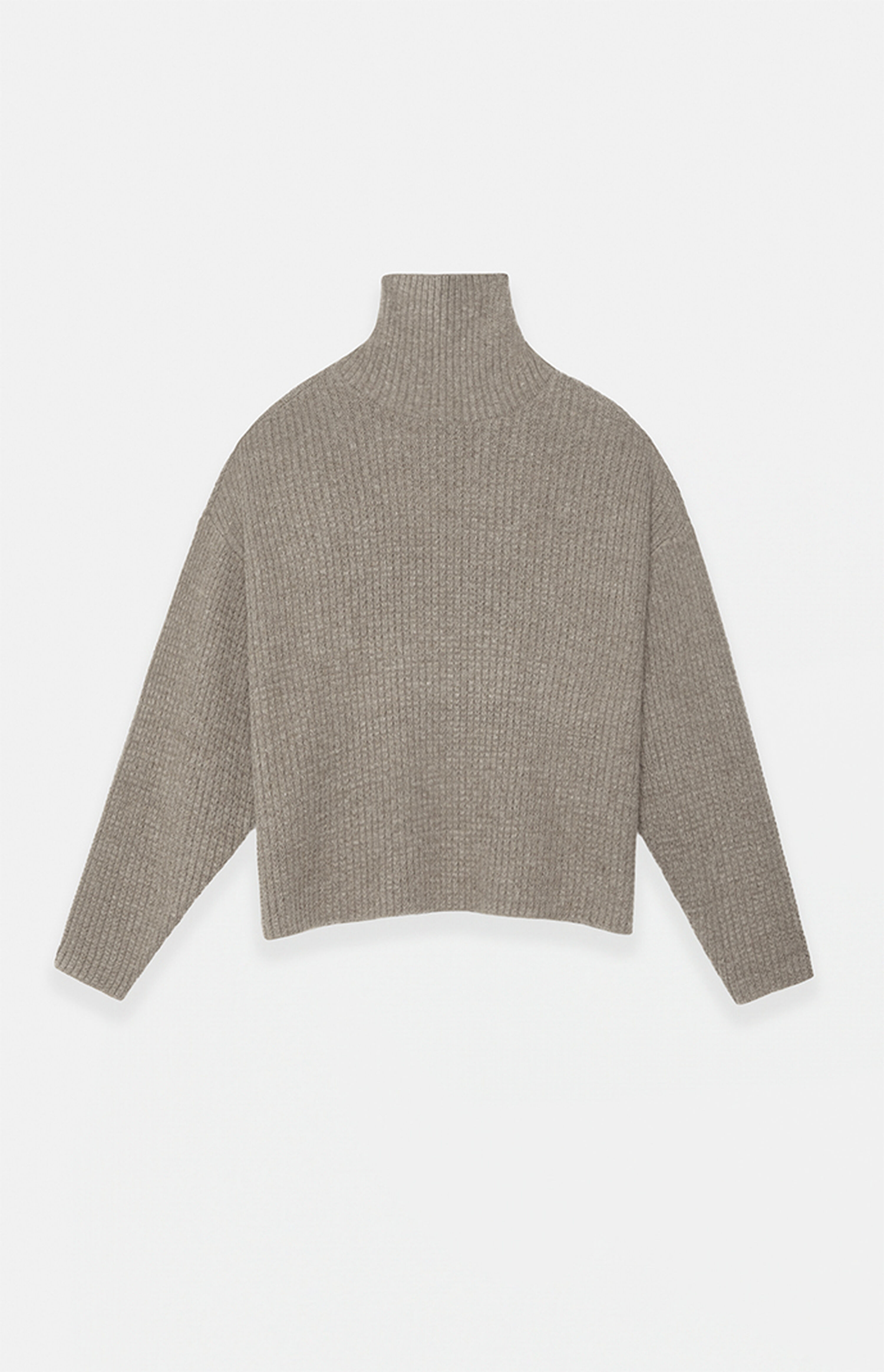 Fear of God Essentials Heather Grey Heavy Waffle Knit Turtleneck Sweater | PacSun
