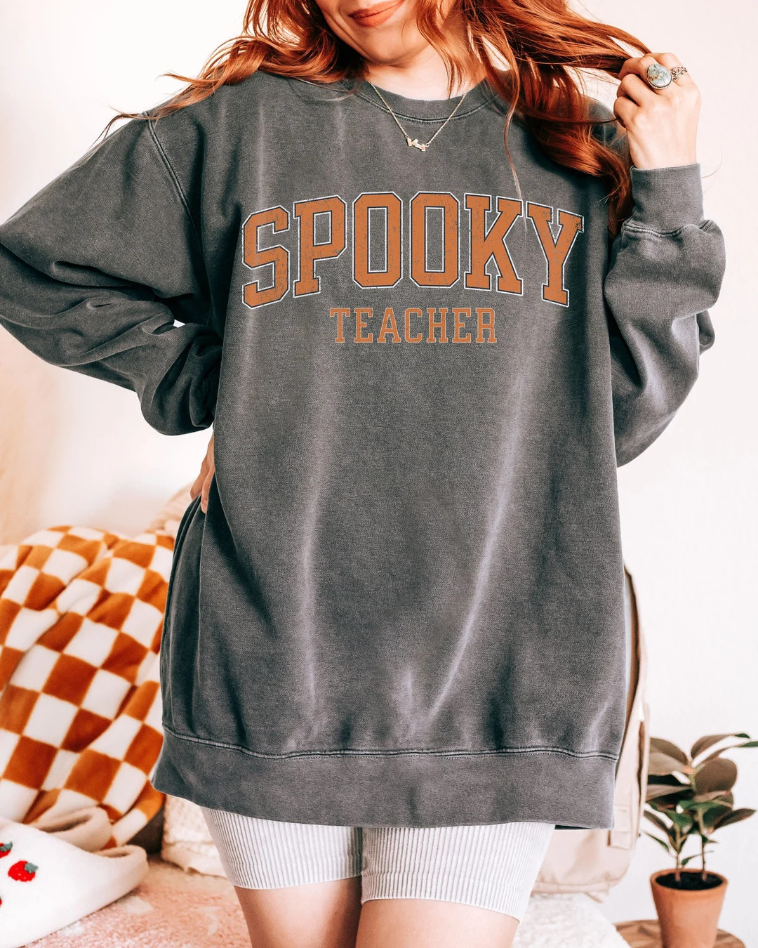 Comfort Colors Spooky Teacher Sweatshirt Halloween Teacher shirt for teachers fall sweatshirt tri... | Etsy (US)