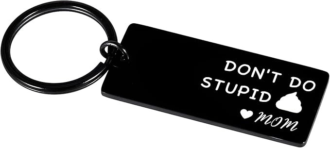Funny Birthday Christmas Valentine Gifts for Kid Teen Son Daughter from Mom Don't Do Stupid Keych... | Amazon (US)